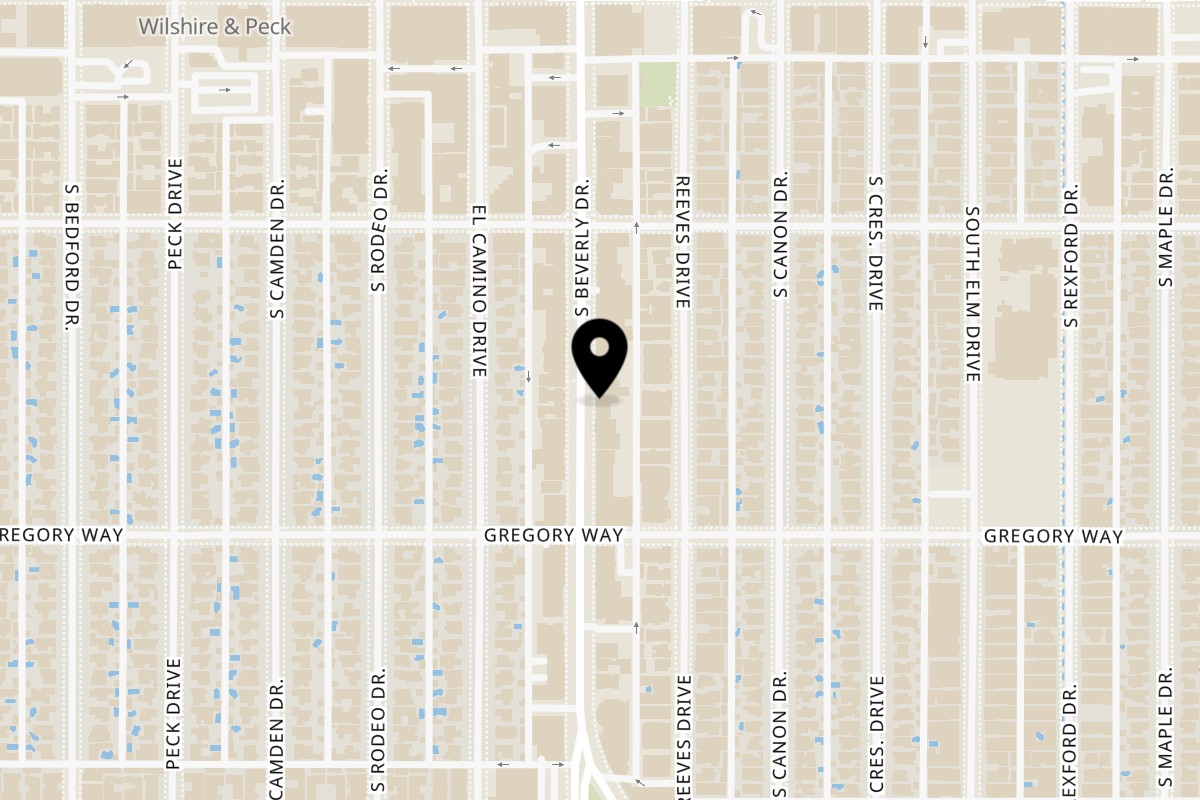 Map showing the location of California Pita & Grill Beverly Hills on 242 S Beverly Dr in Beverly Hills